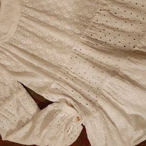 Anthropologie Meadow Rue off white eyelet tunic top Small